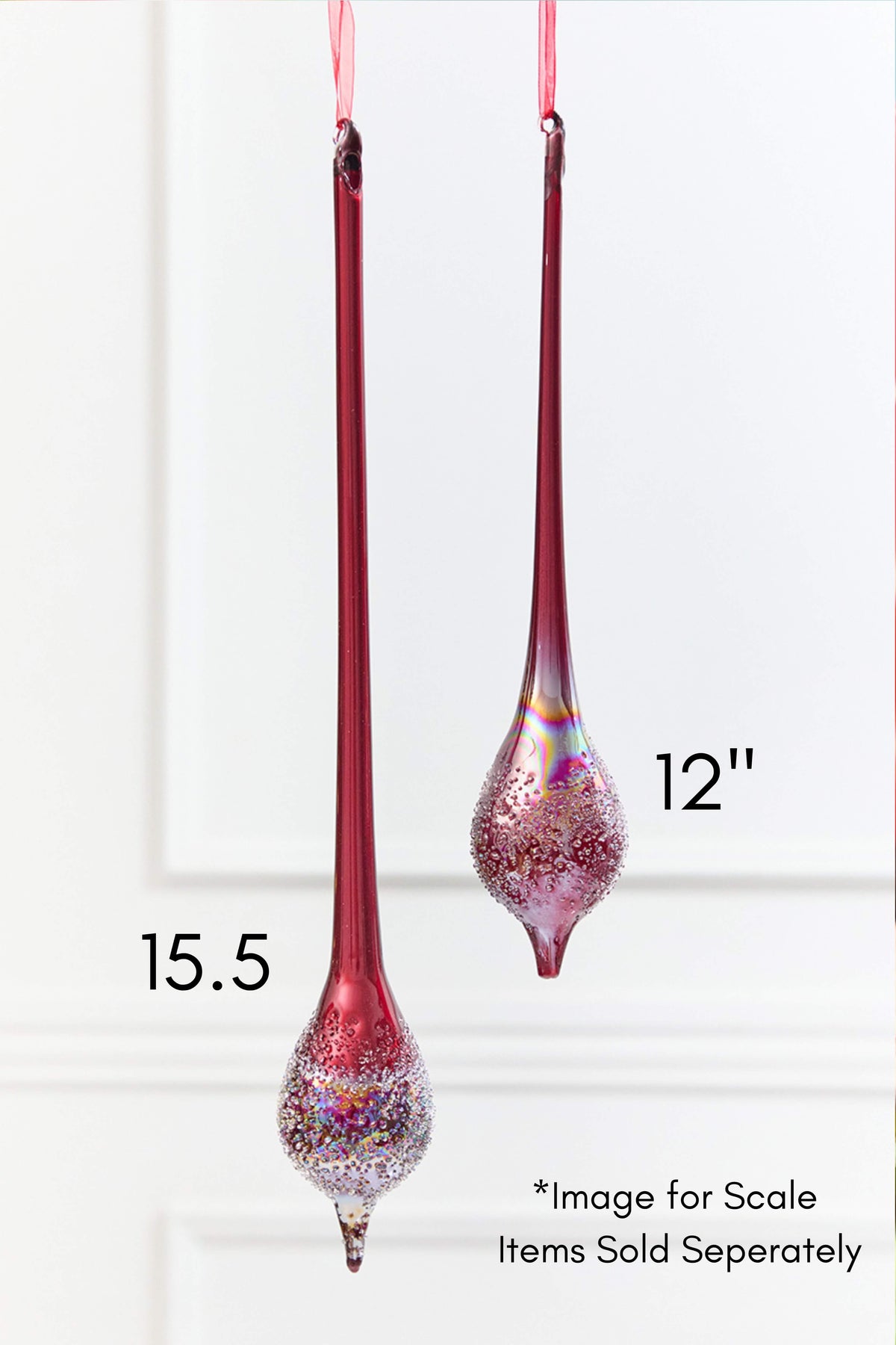 15.5" Burgundy Glass Drop Ornament