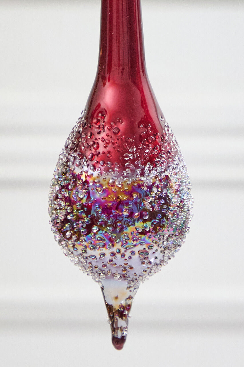 15.5" Burgundy Glass Drop Ornament