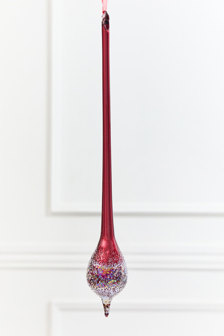 15.5" Burgundy Glass Drop Ornament