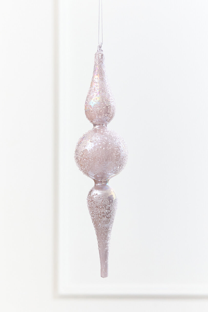 12" - 13" Iridescent Glitter Finial Glass Ornament