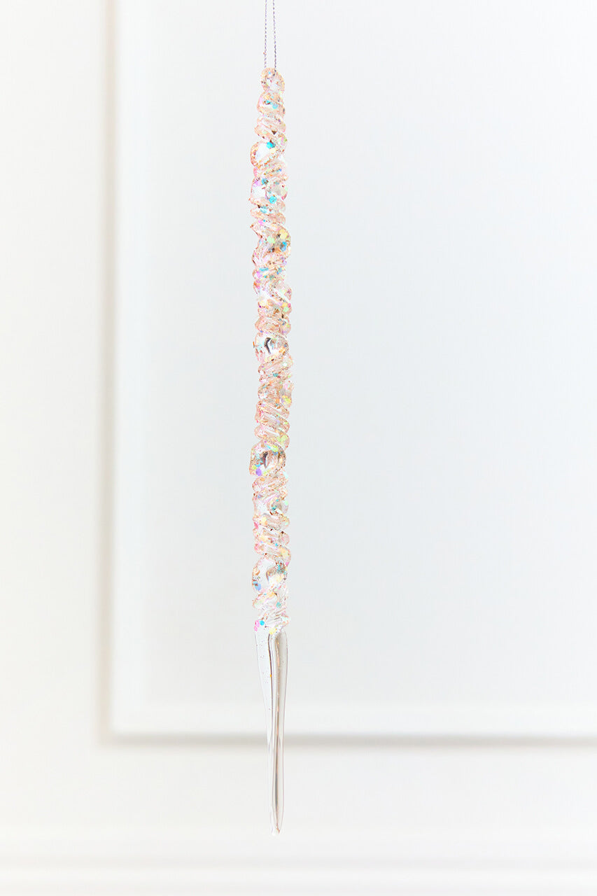 11.5" Iridescent Glass Icicle Ornament
