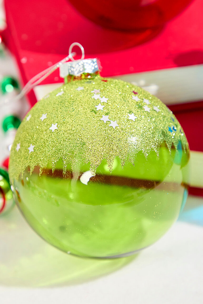 4" Glitter Ornament with Stars