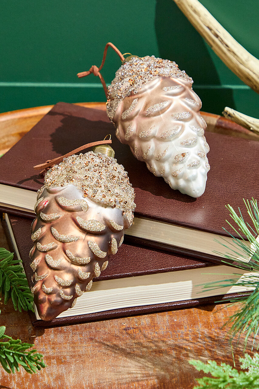 6" Pinecone Glass Ornament