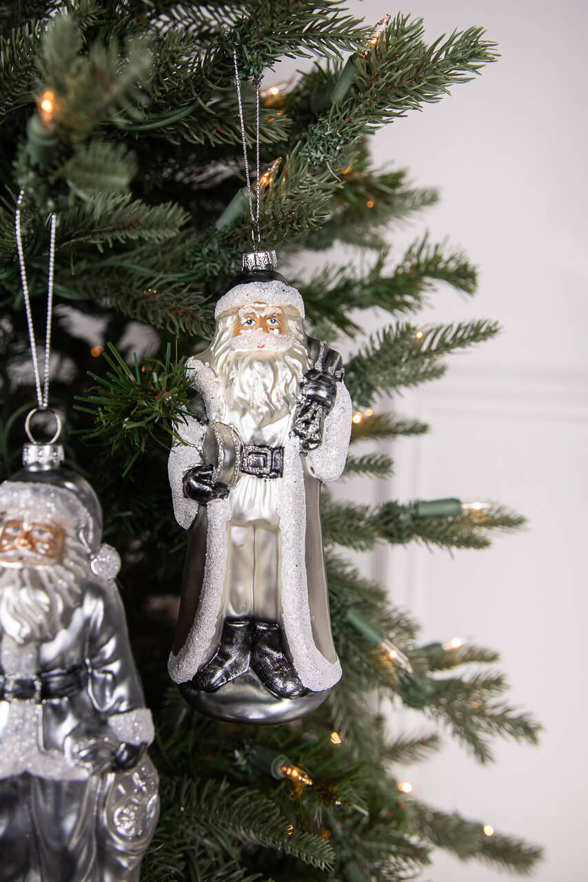 6.5" Glass Santa Ornament