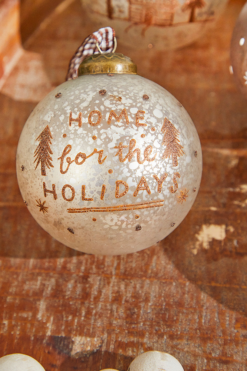 3" Ball Text Glass Ornament