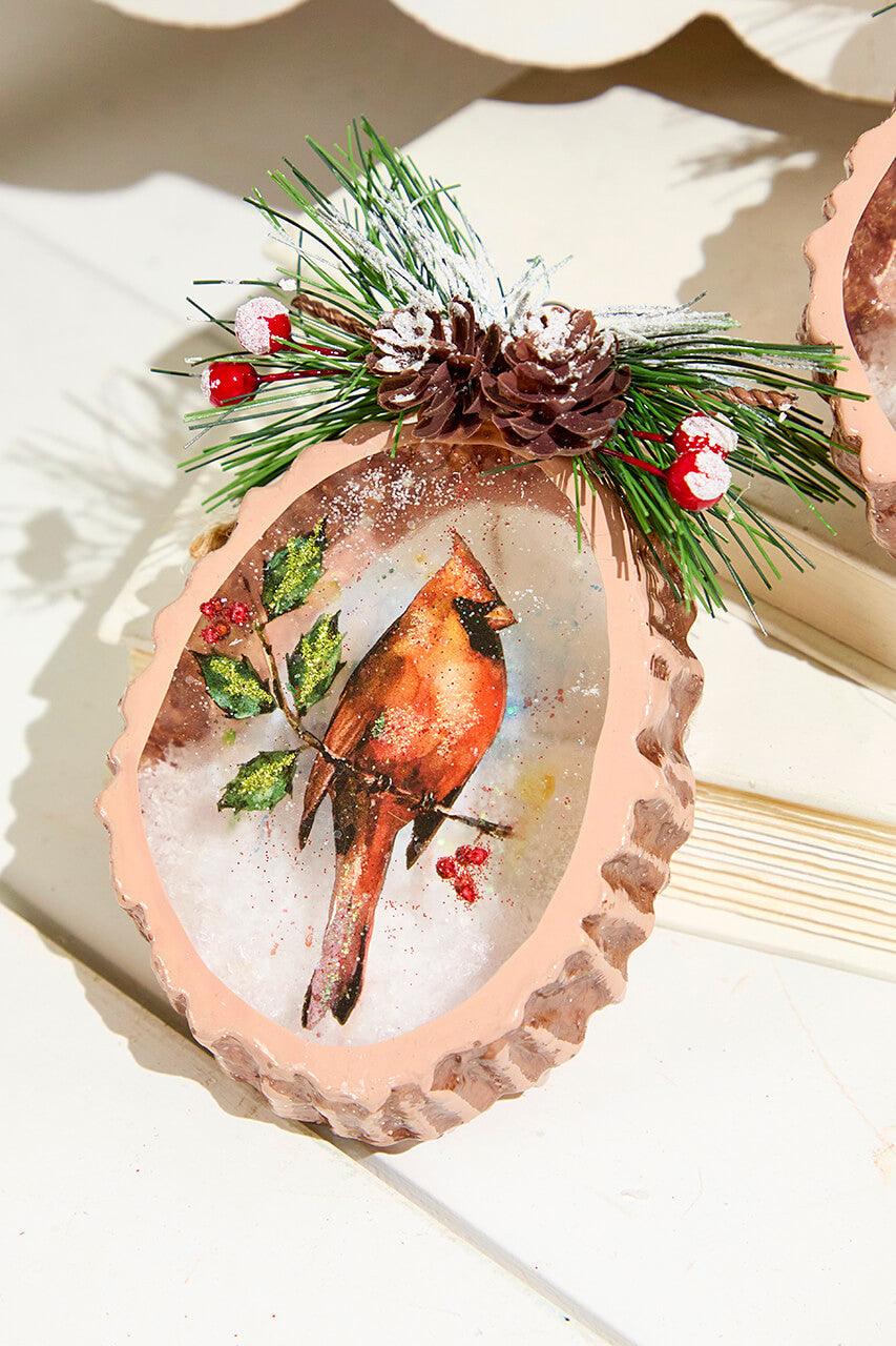5 Inch Cardinal Disc Glass Ornament Decorative Christmas Hanging Ornament