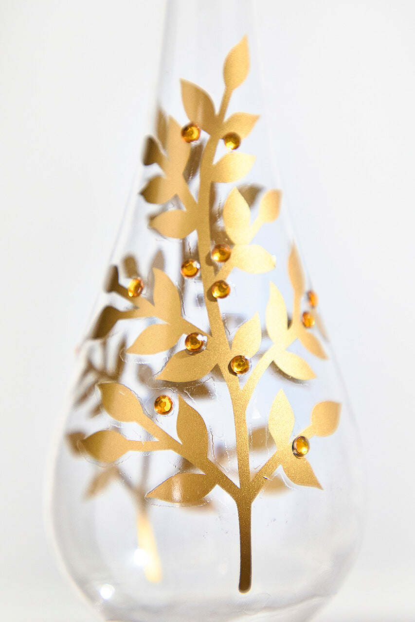 8" - 9" Icicle Glass Ornament with Gold Leaf Detail