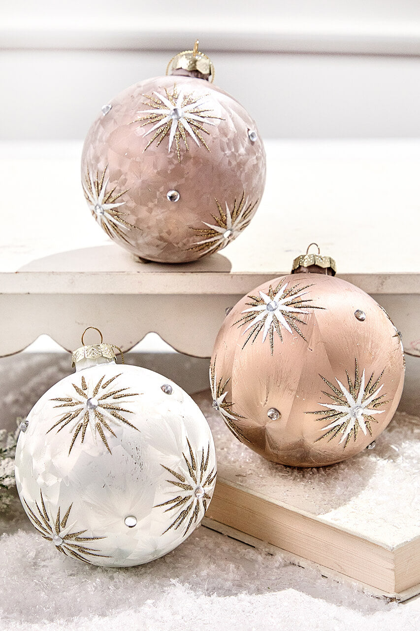 5" Frosted Starburst Glass Ornament