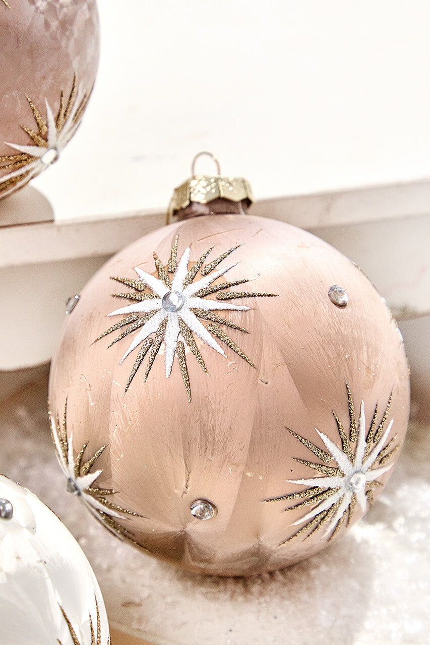 5" Frosted Starburst Glass Ornament