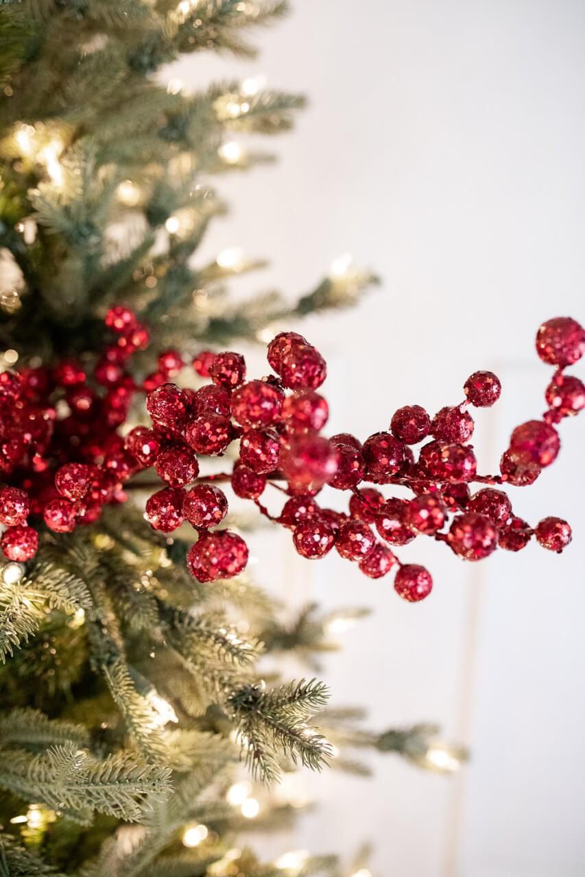 22" Burgundy Glitter Crabapple Spray