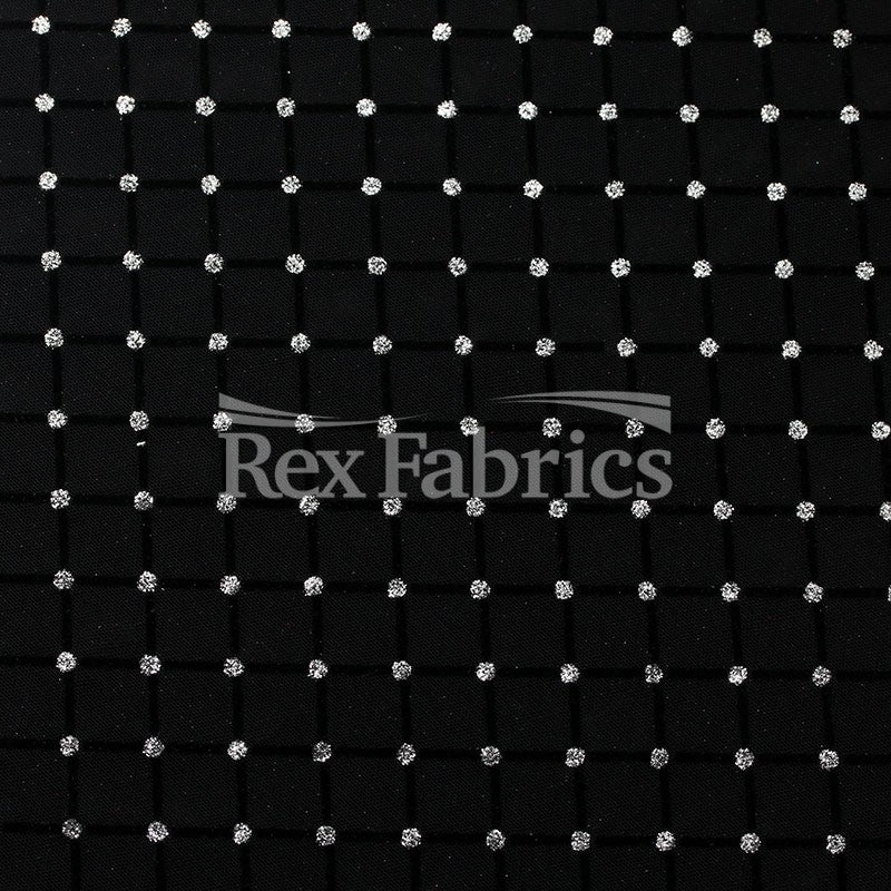 Glitter Diamond Mesh Nylon Spandex Fabric - Gold Black, Silver Black, Glitter Finish, 58-60" Width (1 Yard)