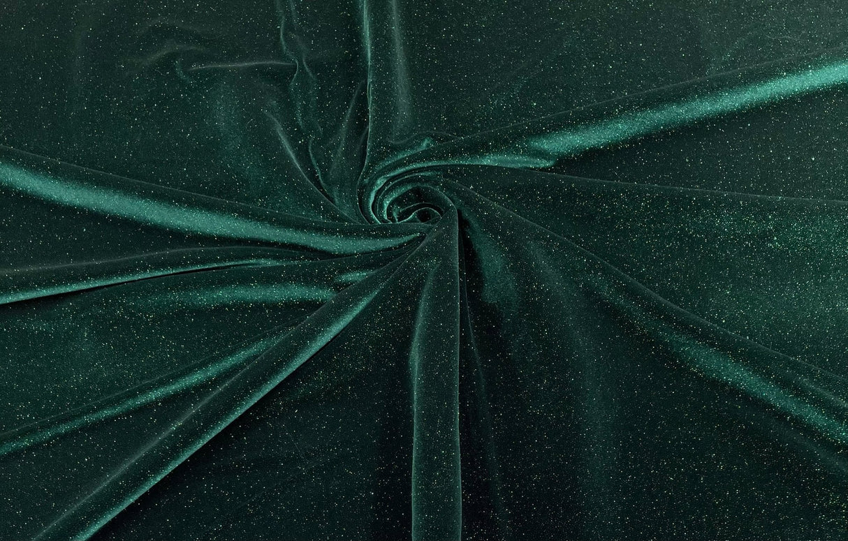 Glitter Stretch Velvet Fabric - 58" Width, Glitter Finish, 2-Way Stretch (1 Yard)