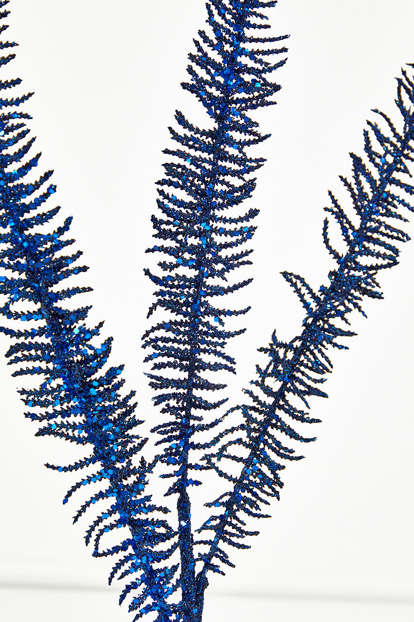 35" Glitter Fern Spray - Midnight Blue