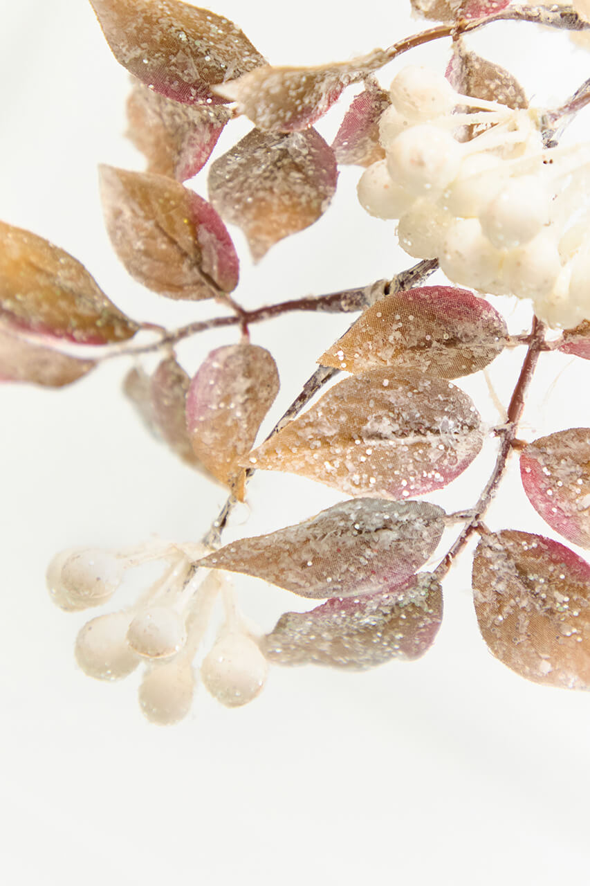 28.5” Ivory Glitter Berry Spray