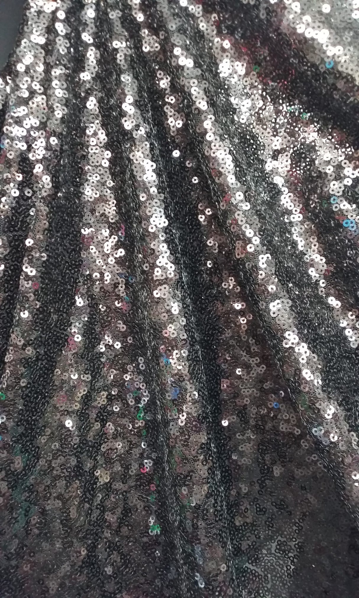 Black Glitz Sequins Polyester Fabric - Black Mini Metallic Disc Sequins, 52/54" Width
