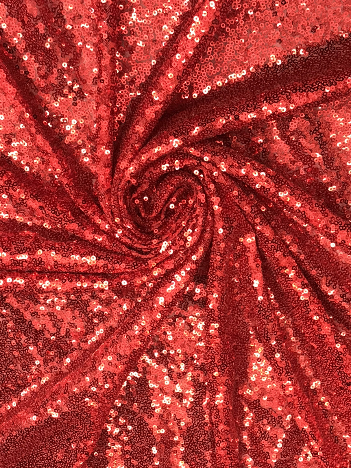 Red Glitz Sequins Polyester Fabric - Red Mini Metallic Disc Sequins, 52/54" Width