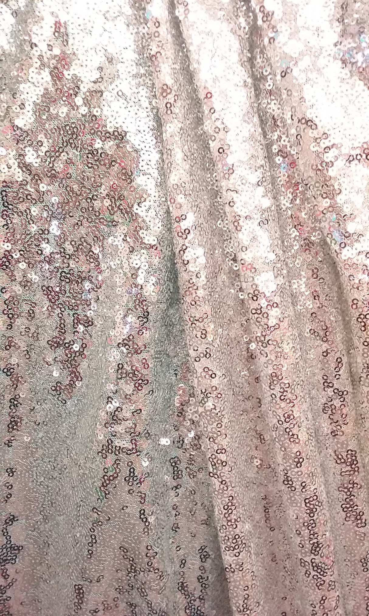 Silver Glitz Sequins Polyester Fabric - Silver Mini Metallic Disc Sequins, 52/54" Width