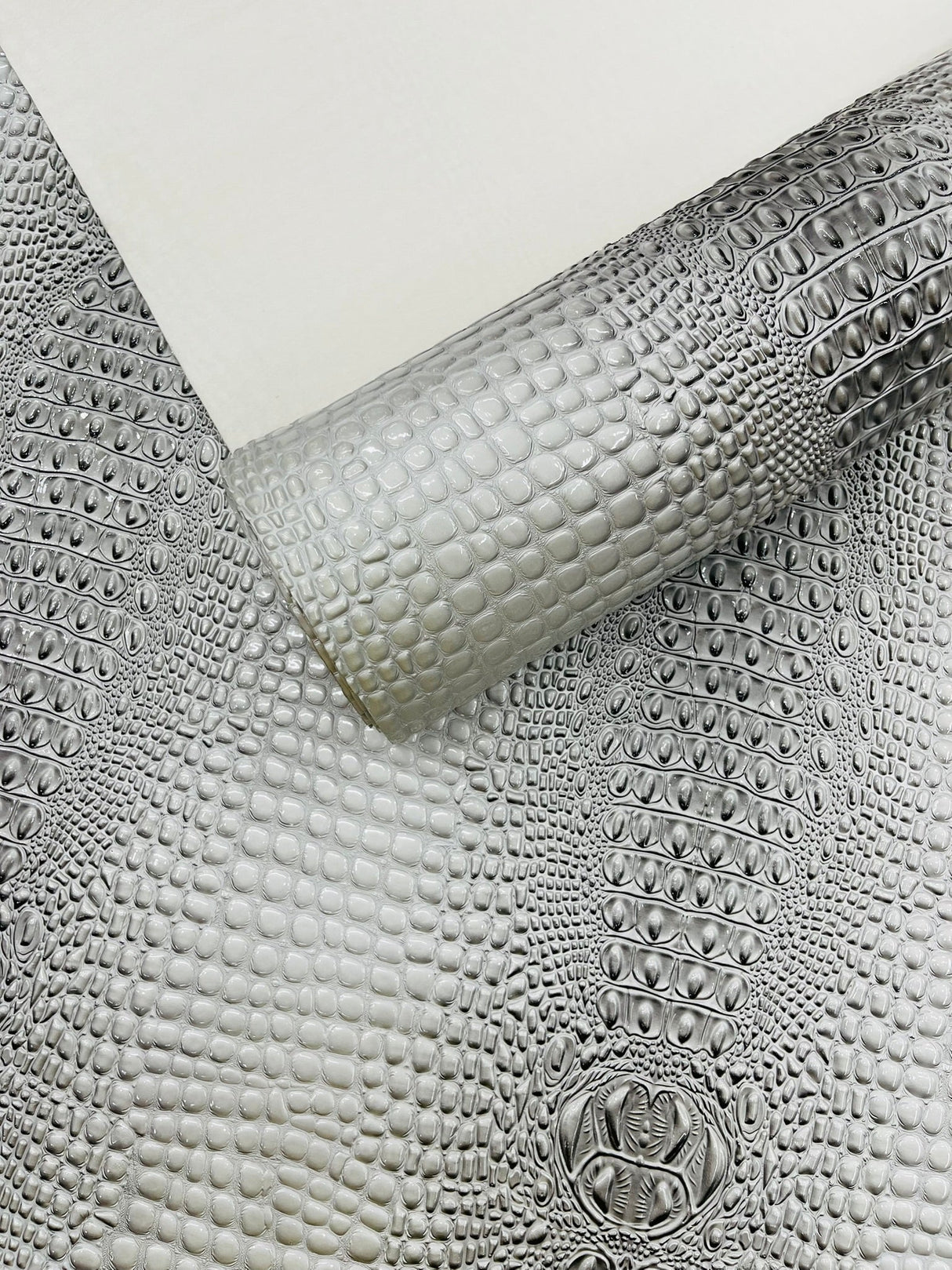 Glossy Two Tone Gator Vinyl Fabric - Alligator Faux Leather, 54" Width (1 Yard)