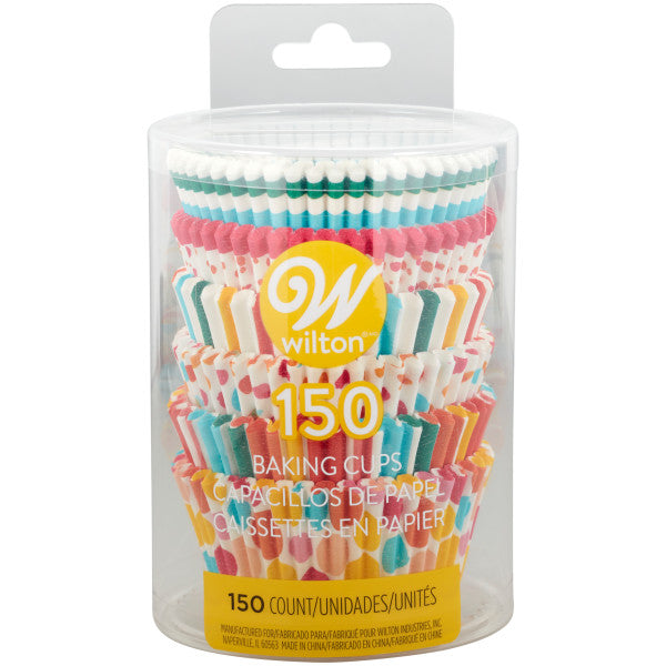 Wilton Rainbow, Striped and Polka Dot Standard Baking Cups, 150-Count