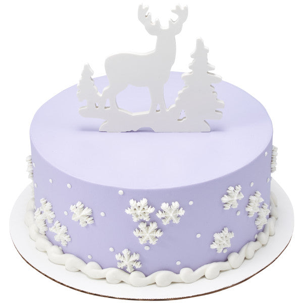 Deer and Pine Trees Gum Paste Layon Cake Topper Christmas Hunter Buck Trees - set of 6