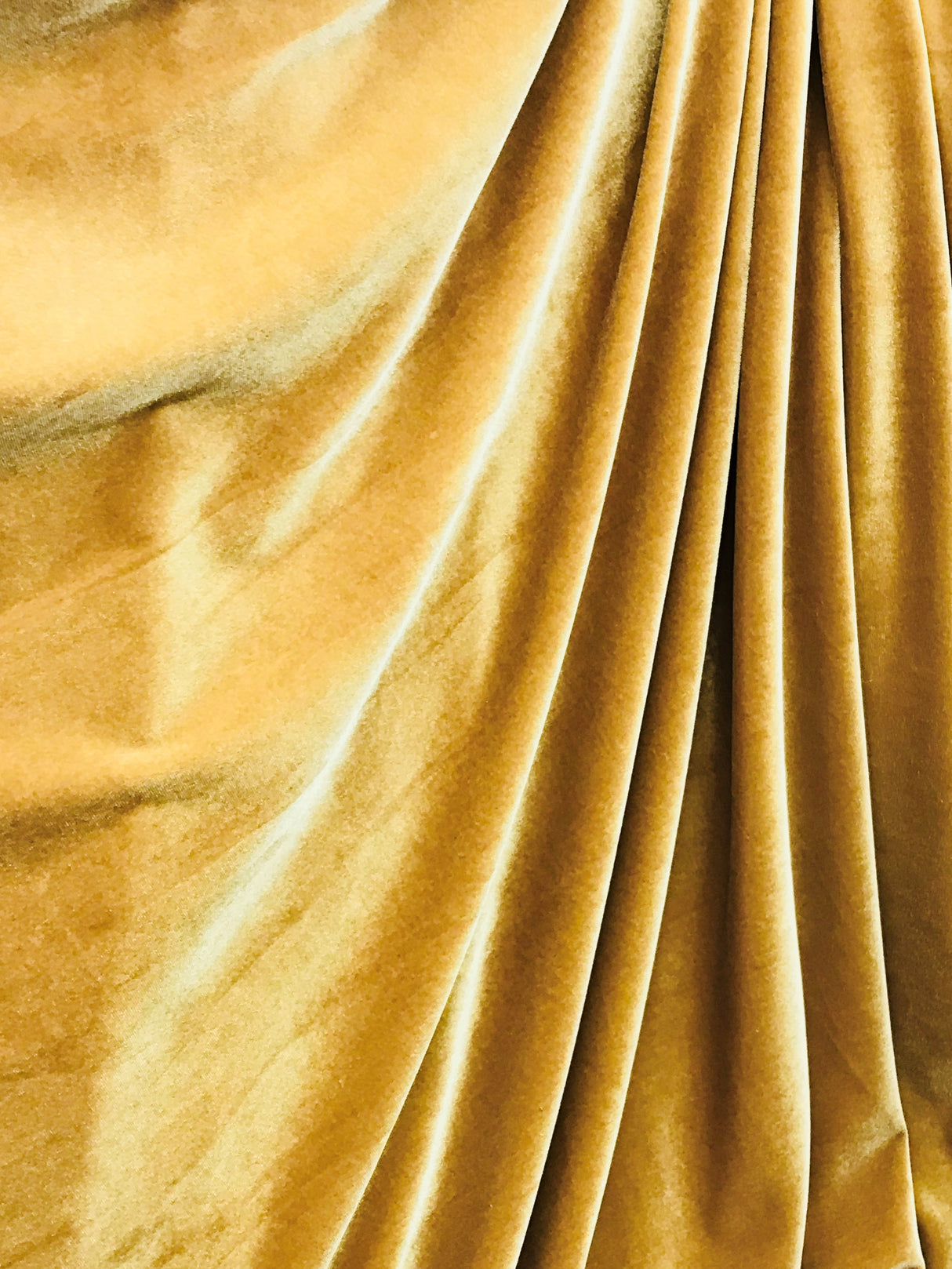 Mustard Gold Stretch Velvet Fabric - Mustard Gold, Solid, 58"-60" Width (1 Yard)