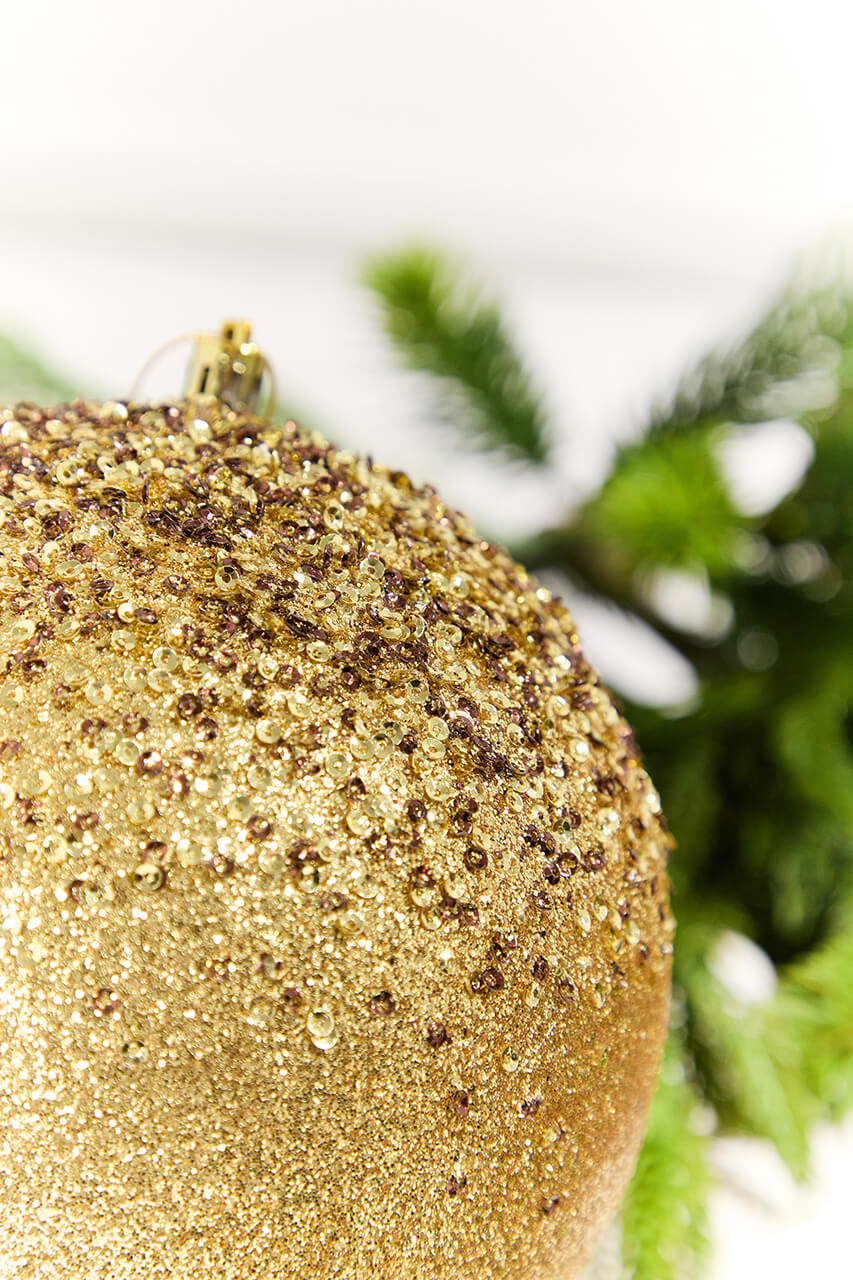 6" Gold Glitter Hanger Ball Ornament