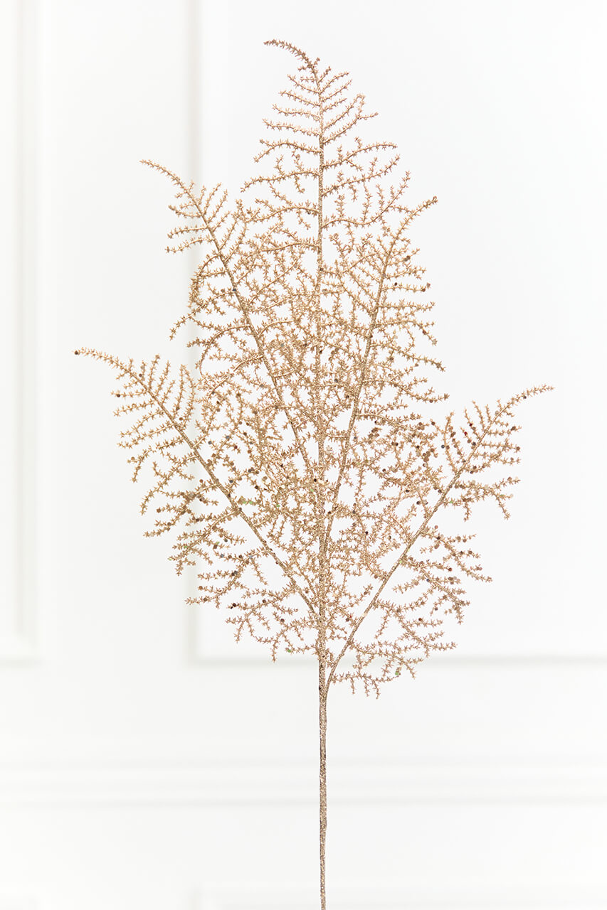 35" Champagne Glitter Fern Spray