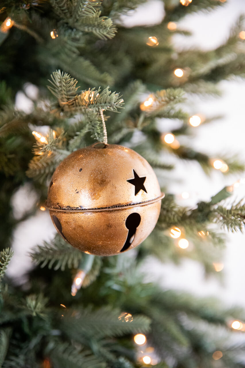 3.5” Gold Glitter Metal Antique Bell Ornament