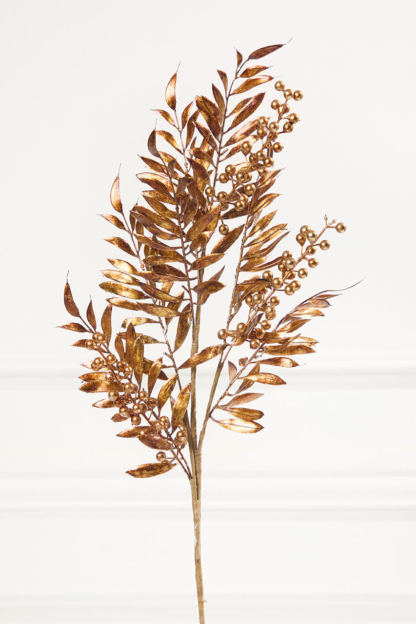 30" Antique Gold Pepperberry Stem