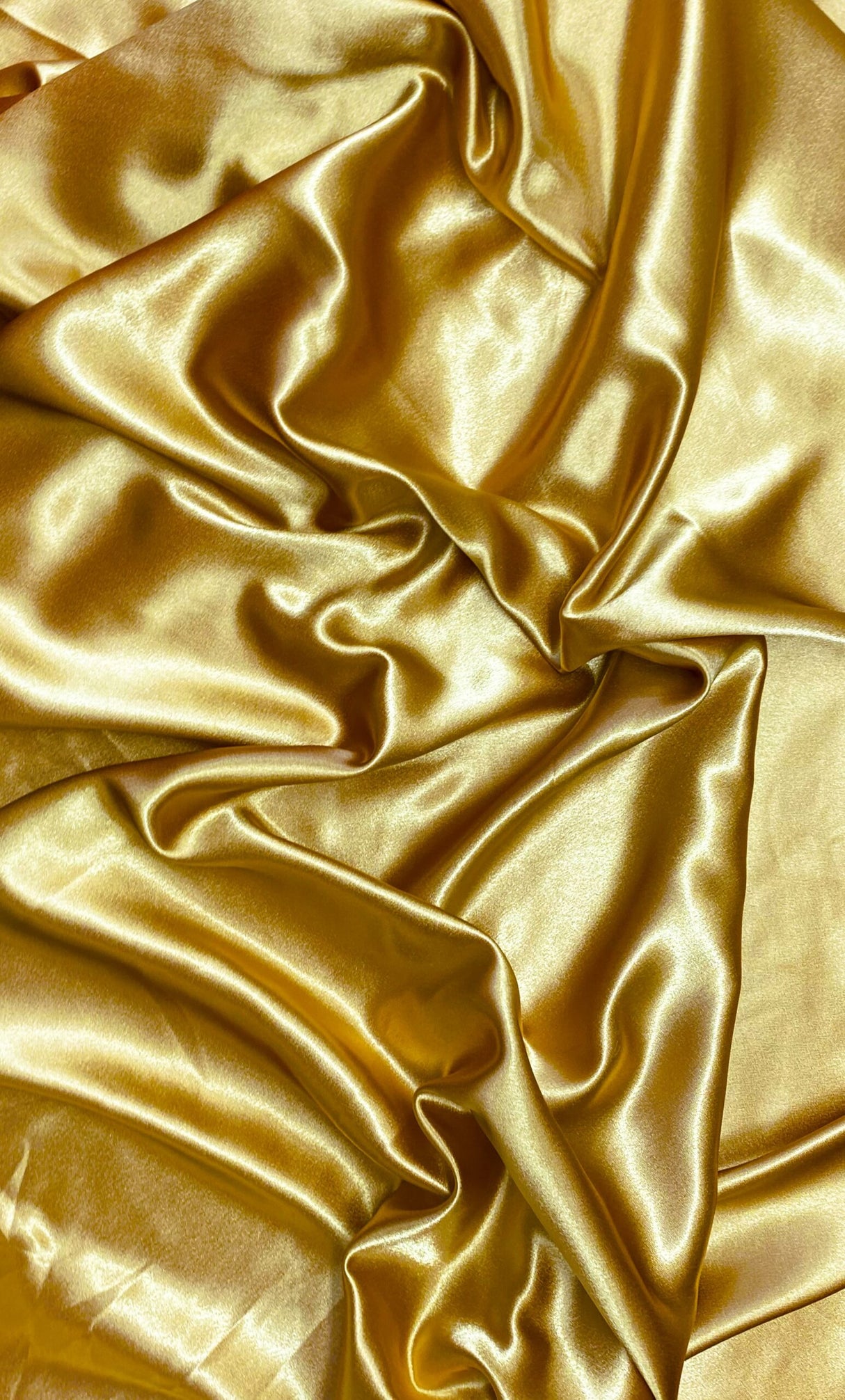 Crepe Satin Polyester Fabric - Gold, Shiny Satin, 58" Width (1 Yard)