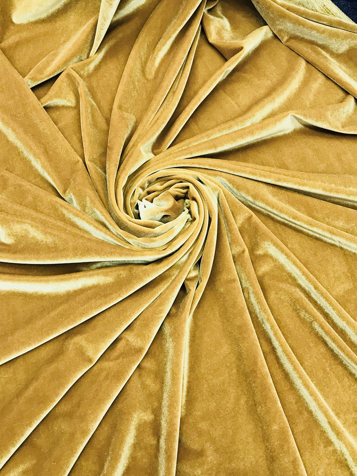 Mustard Gold Stretch Velvet Fabric - Mustard Gold, Solid, 58"-60" Width (1 Yard)