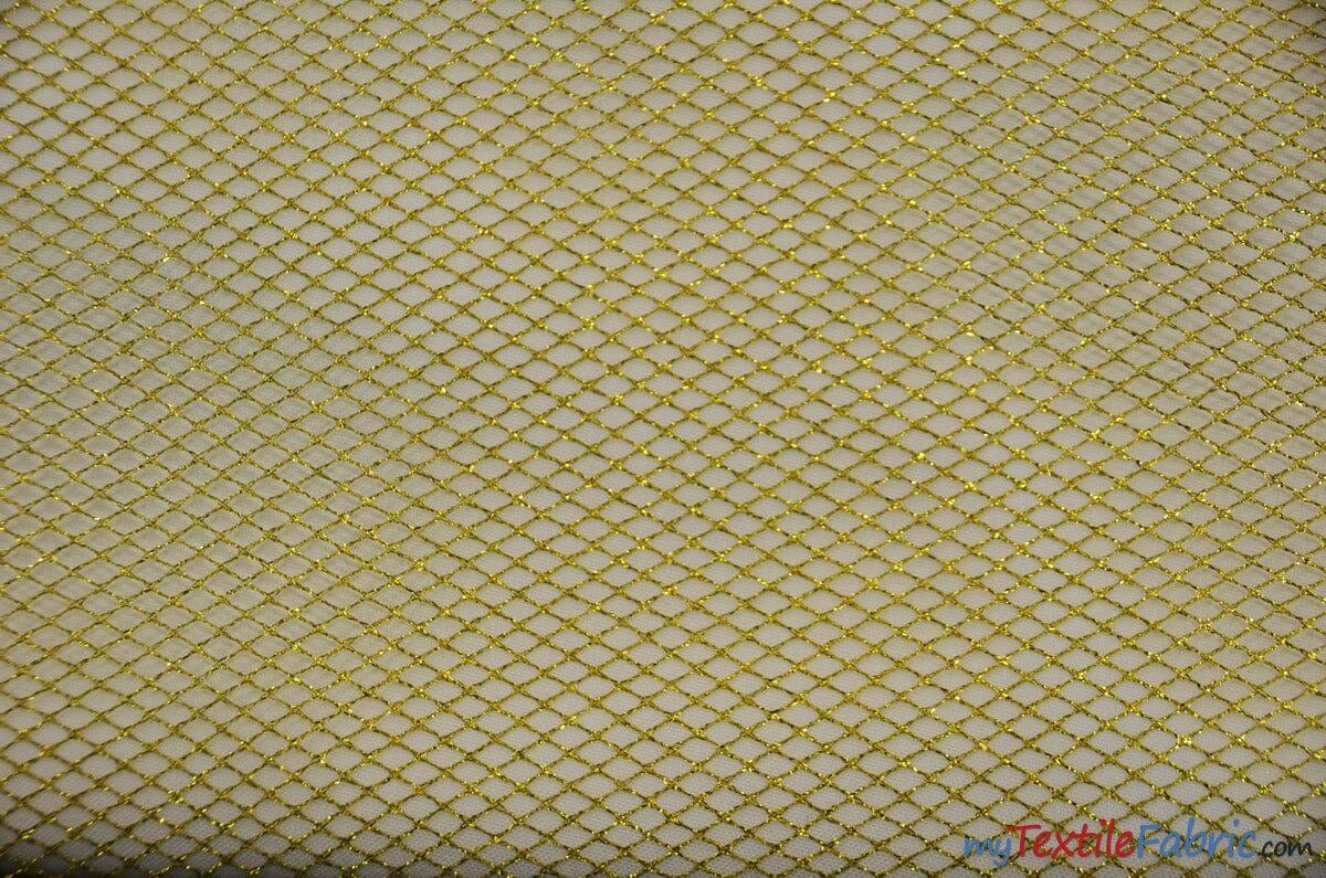 Metallic Lurex Mesh Metallic Net Fabric - Silver Metallic Fish Net, 58" Wide (1 Yard)