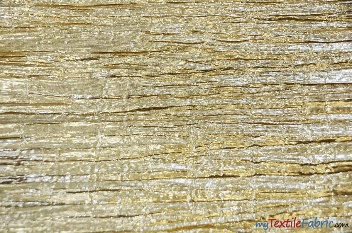 Crush Lame Metallic Polyester Fabric - Metallic Crease Crinkled, 52" Width (1 Yard)