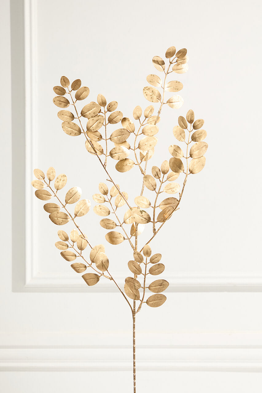 36" Metallic Leaves Spray