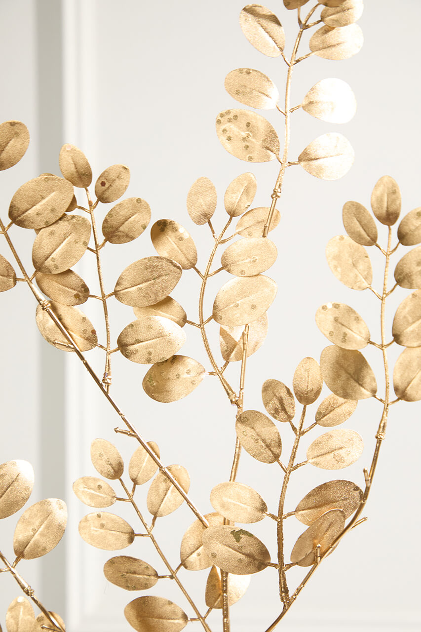 36" Metallic Leaves Spray