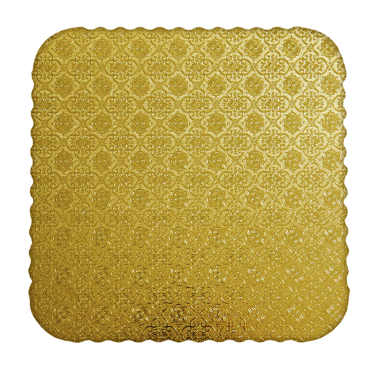 O'Creme Gold Corrugated Scalloped Square Cake Board, 9", Pack of 10