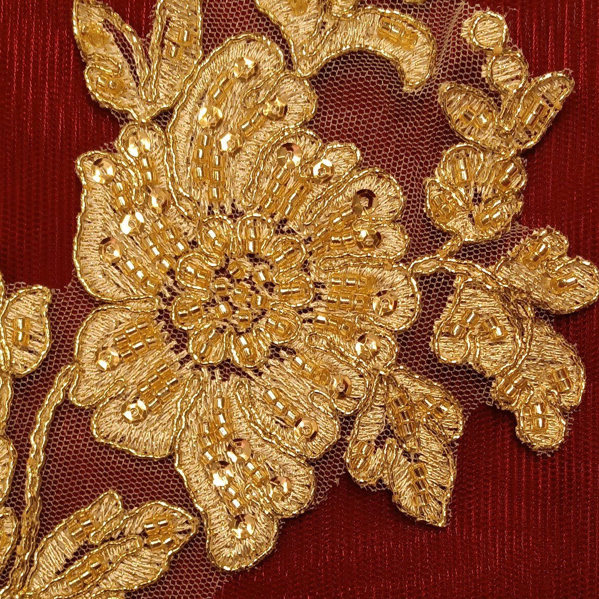 Beaded Corded Floral Lace Applique