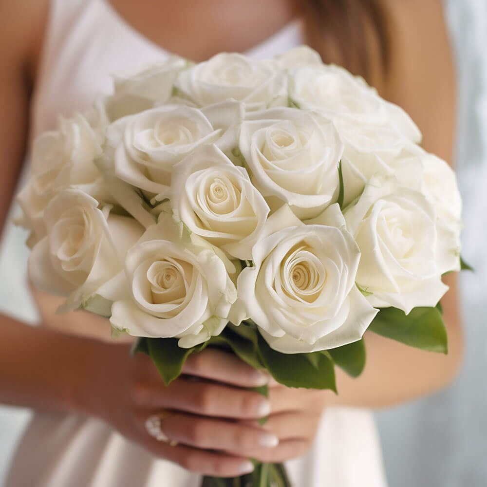 White Roses Bridesmaids Bouquets 6 Sets Fresh Wedding Flowers 28 Stems Romantic