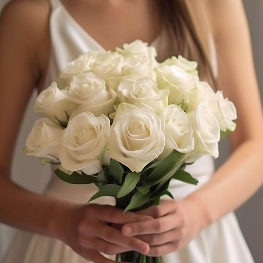 White Roses Bridesmaids Bouquets 6 Sets Fresh Wedding Flowers 28 Stems Romantic