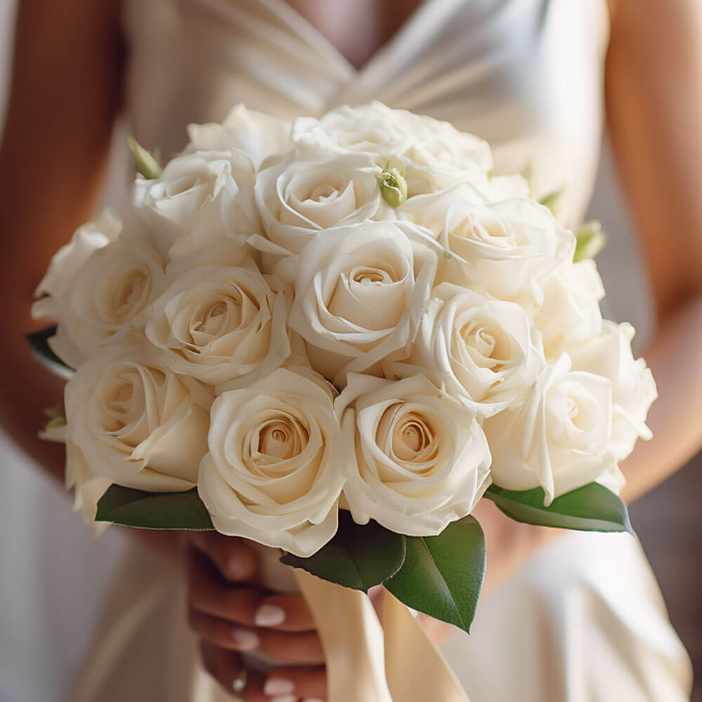 White Roses Bridesmaids Bouquets 6 Sets Fresh Wedding Flowers 28 Stems Romantic