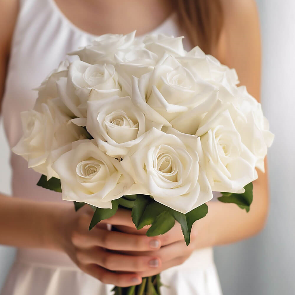 White Roses Bridesmaids Bouquets 6 Sets Fresh Wedding Flowers 28 Stems Romantic
