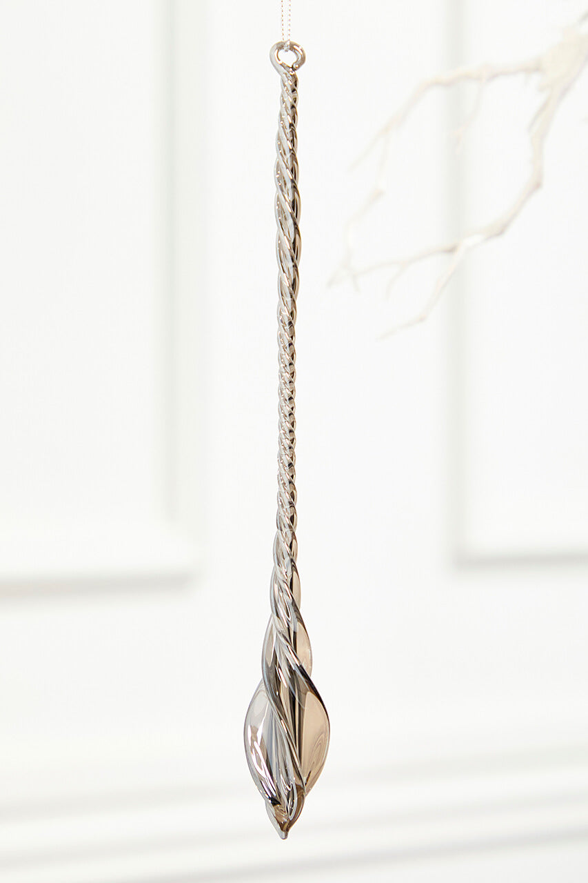 10" Slate Gray Drop Glass Ornament