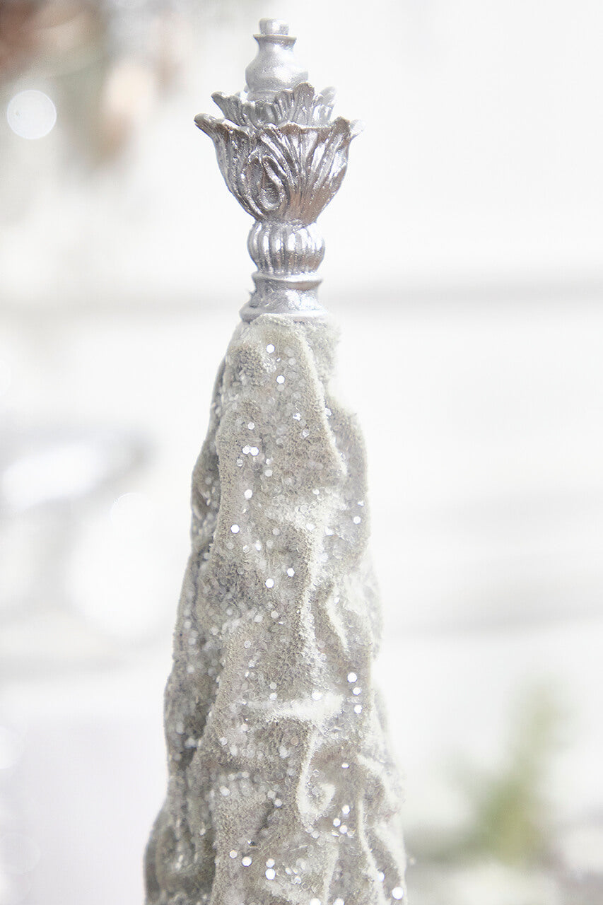 19" Silver Gray Flocked Resin Tree