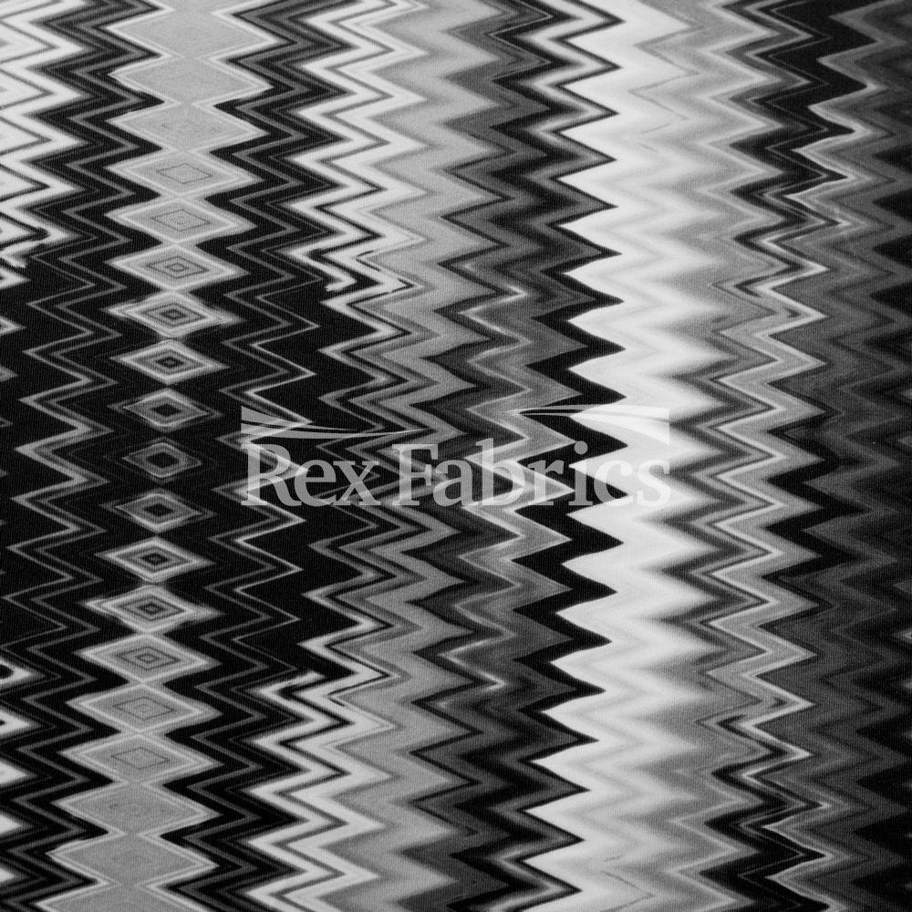 Earth-NYKS Polyester Spandex Fabric - Multicolor Chevron Zigzag, 58/60" Width (1 Yard)