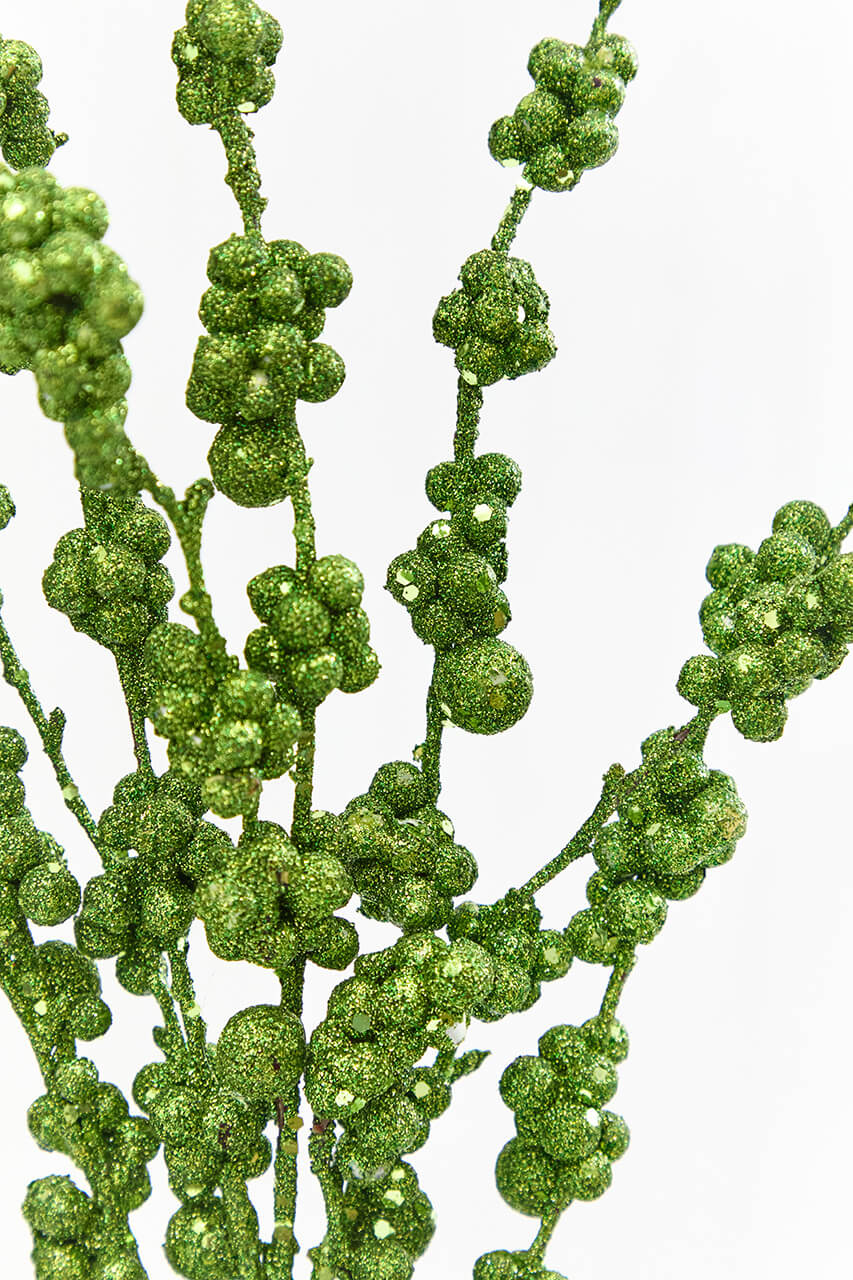 26" Green Glitter Berries Spray