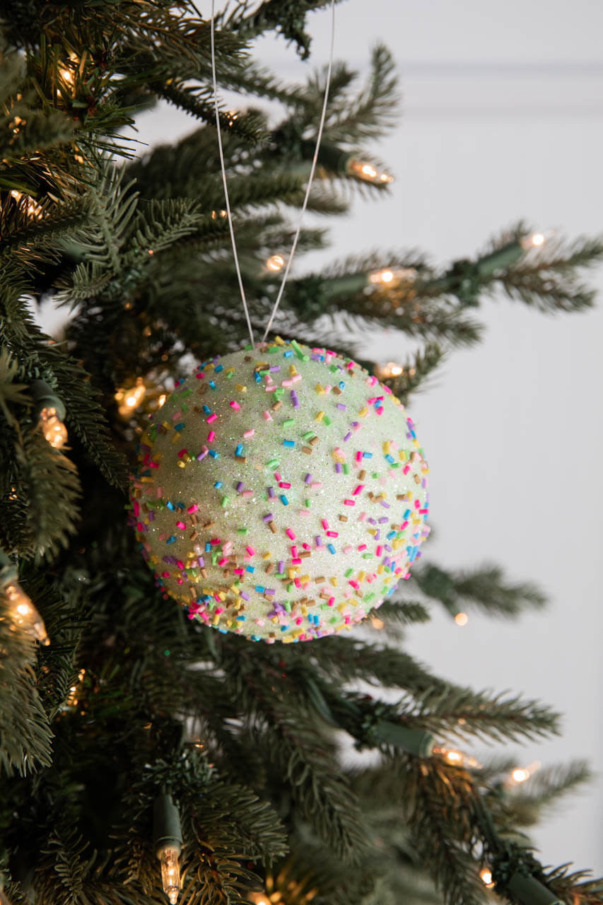 4 Inch Green Sprinkles Ball Ornament