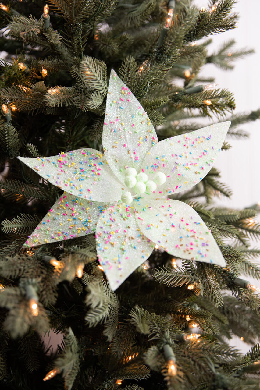 24” x 12" Green Sprinkles Candy Poinsettia Stem