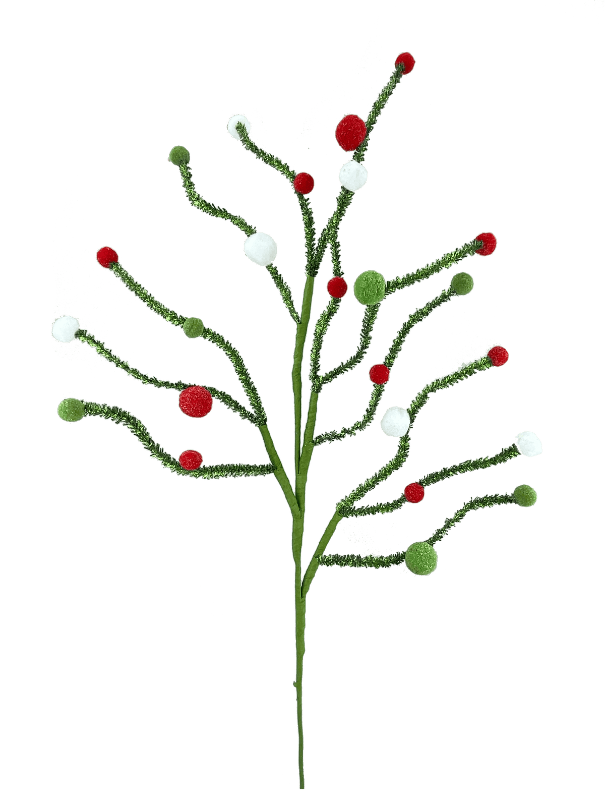 31” Felt Ball Twig Spray