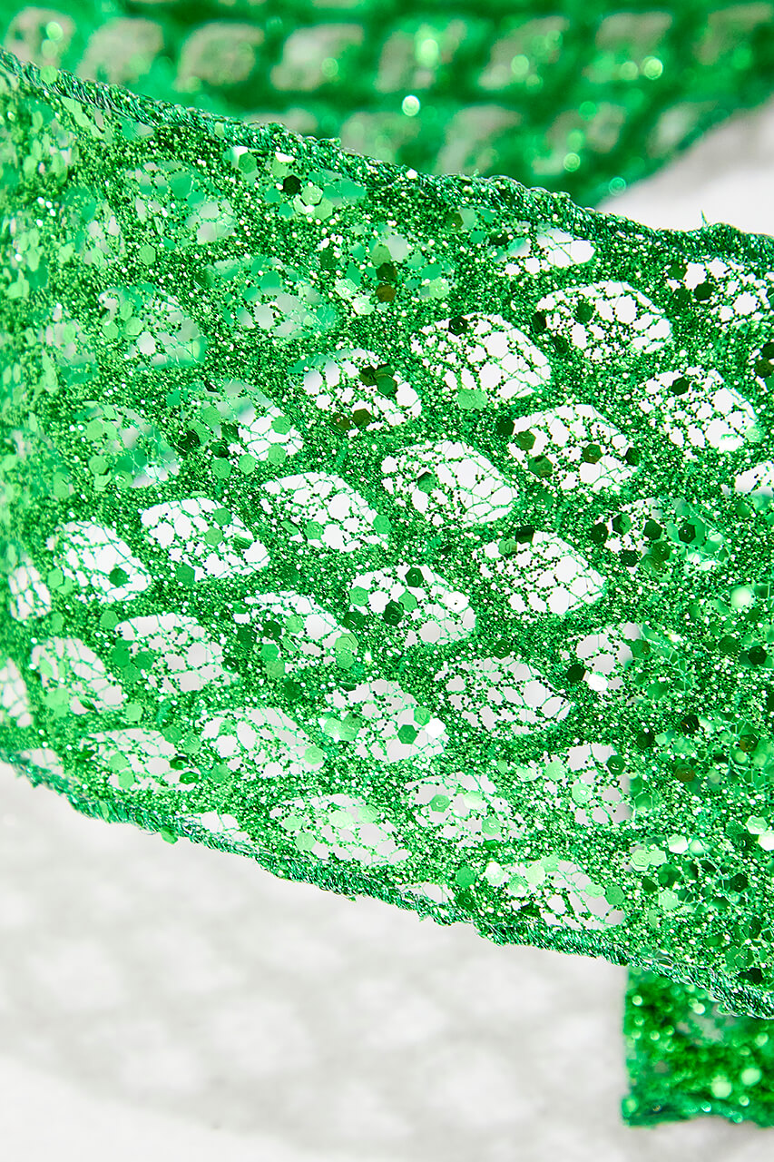 4" x 10 Yard Green Mesh Wired Ribbon
