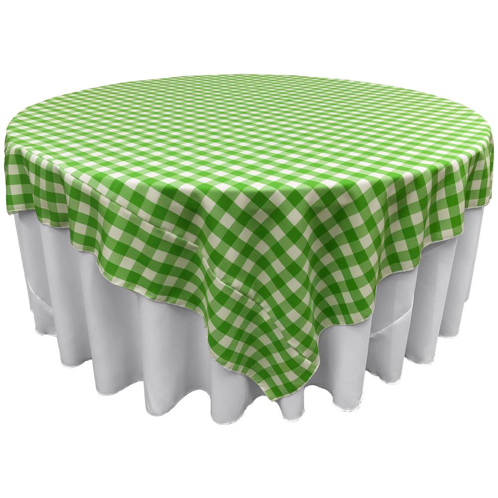 White Lime Checkered Square Overlay Tablecloth Polyester 72″ x 72″
